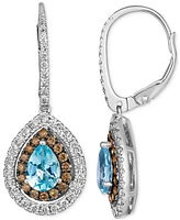 Le Vian Chocolatier Sea Blue Aquamarine (1 ct. t.w.) & Diamond (1 ct. t.w.) Drop Earrings in 14k White Gold