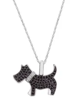 Wrapped Black Diamond (1/4 ct. t.w.) & White Diamond Accent Schnauzer Pendant Necklace in 10k White Gold, 16" + 2" extender, Created for Macy's