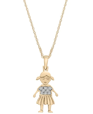 Wrapped Diamond Girl Pendant Necklace (1/20 ct. t.w.) in 10k Gold, 18" + 2" extender, Created for Macy's