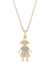 Wrapped Diamond Girl Pendant Necklace (1/20 ct. t.w.) in 10k Gold, 18" + 2" extender, Created for Macy's