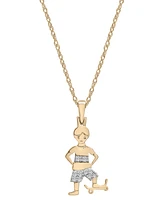 Wrapped Diamond Skateboard Boy Pendant Necklace (1/20 ct. t.w.) in 10k Gold, 18" + 2" extender, Created for Macy's