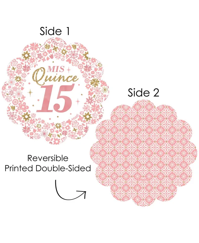 Big Dot of Happiness - Mis Quince Anos - Quinceanera Sweet 15 Birthday Party Centerpiece Sticks - Table Toppers - Set of 15