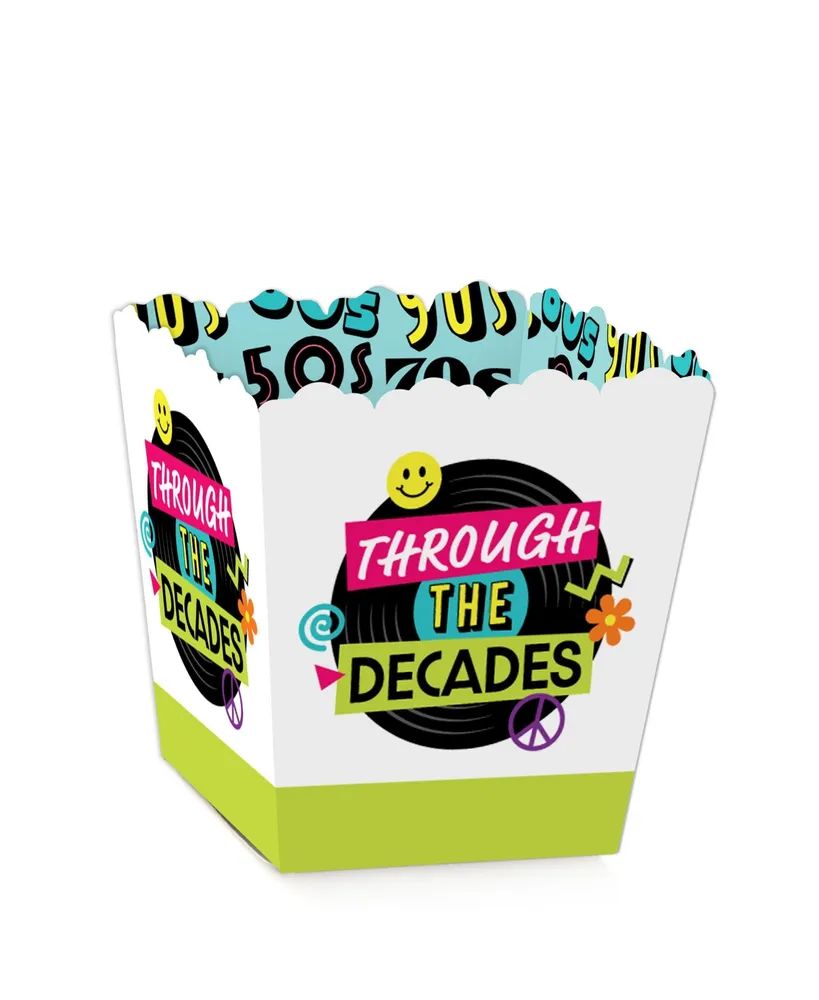 Big Dot of Happiness Through the Decades - Party Mini Favor Boxes - 50s, 60s,  70s, 80s, and 90s Party Treat Candy Boxes - Set of 12 - Assorted Pre