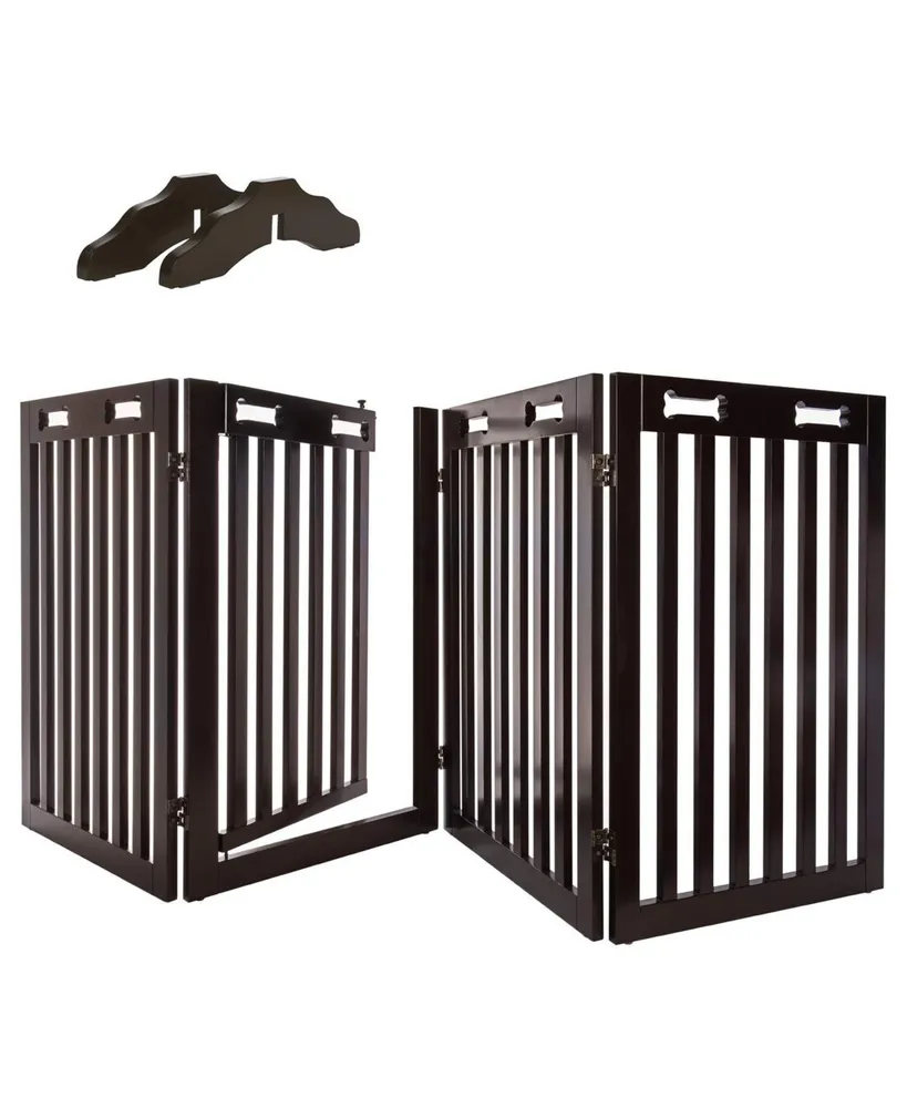 Arf Pets 4-Panel Freestanding Dog Gate, Retractable Pet Gate W/Door