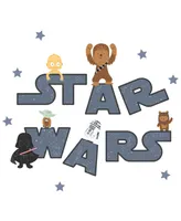 Lambs & Ivy Star Wars Logo Wall Decals w/ Yoda/R2D2/Darth Vader and more - Blue