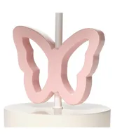 Lambs & Ivy Baby Blooms Pink Butterfly Nursery Lamp with Floral Shade & Bulb