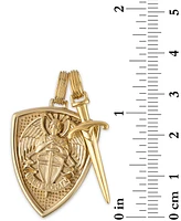 Esquire Men's Jewelry 2-Pc. Set Saint Michael Shield & Sword Amulet Pendants in 14k Gold-Plated Sterling Silver, Created for Macy's