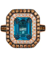 Le Vian Deep Sea Blue Topaz (5 ct. t.w.), Chocolate Diamonds (3/4 ct. t.w.) & Nude Diamonds (1/4 ct. t.w.) Ring set in 14k Rose Gold