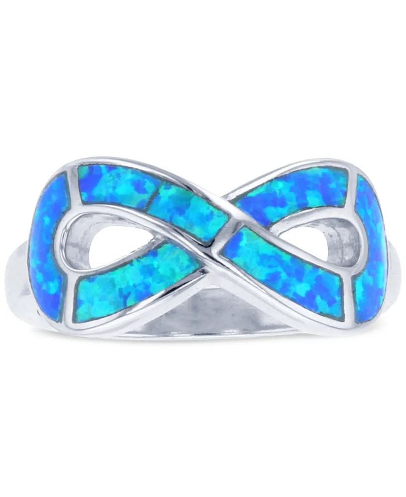 Lab-Grown Opal Inlay Infinity Ring Sterling Silver