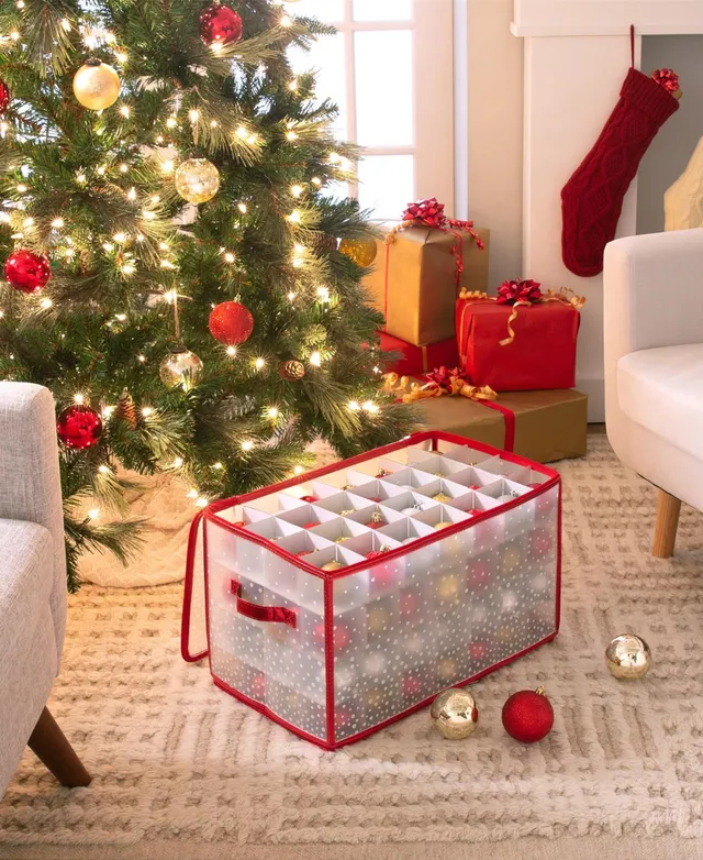 Zippered 112 Ornament Storage Box, Red, STORAGE ORGANIZATION