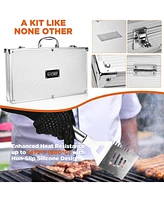 Commercial Chef Premium 25 Piece Stainless Steel Barbeque Grill Tool Set with Aluminum Hard Case