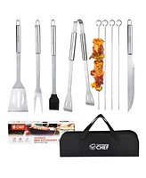 Commercial Chef 10 Piece Stainless Steel Barbeque Grill Tool Set with Carry Bag