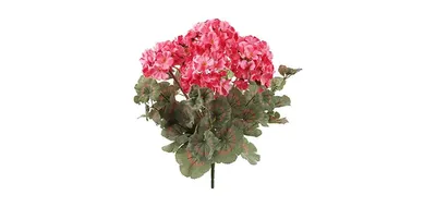 8" Pink Geranium Flower Bush - Realistic Faux Decor for Events