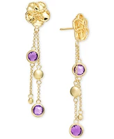 Swiss Blue Topaz Flower Dangle Drop Earrings (4 ct. t.w.) 14k Gold-Plated Sterling Silver (Also Citrine & Amethyst)