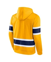 Men's Fanatics Gold and Navy Nashville Predators Powerplay Warrior Pullover Hoodie