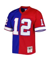 Men's Mitchell & Ness Jim Kelly Royal and Red Buffalo Bills 1990 Split Legacy Replica Jersey