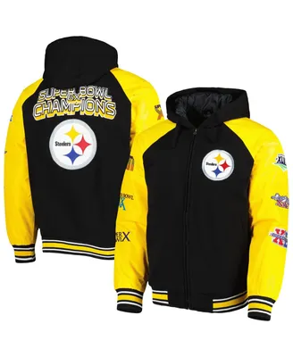 Men's G-iii Sports by Carl Banks Black Pittsburgh Steelers Defender Raglan Full-Zip Hoodie Varsity Jacket