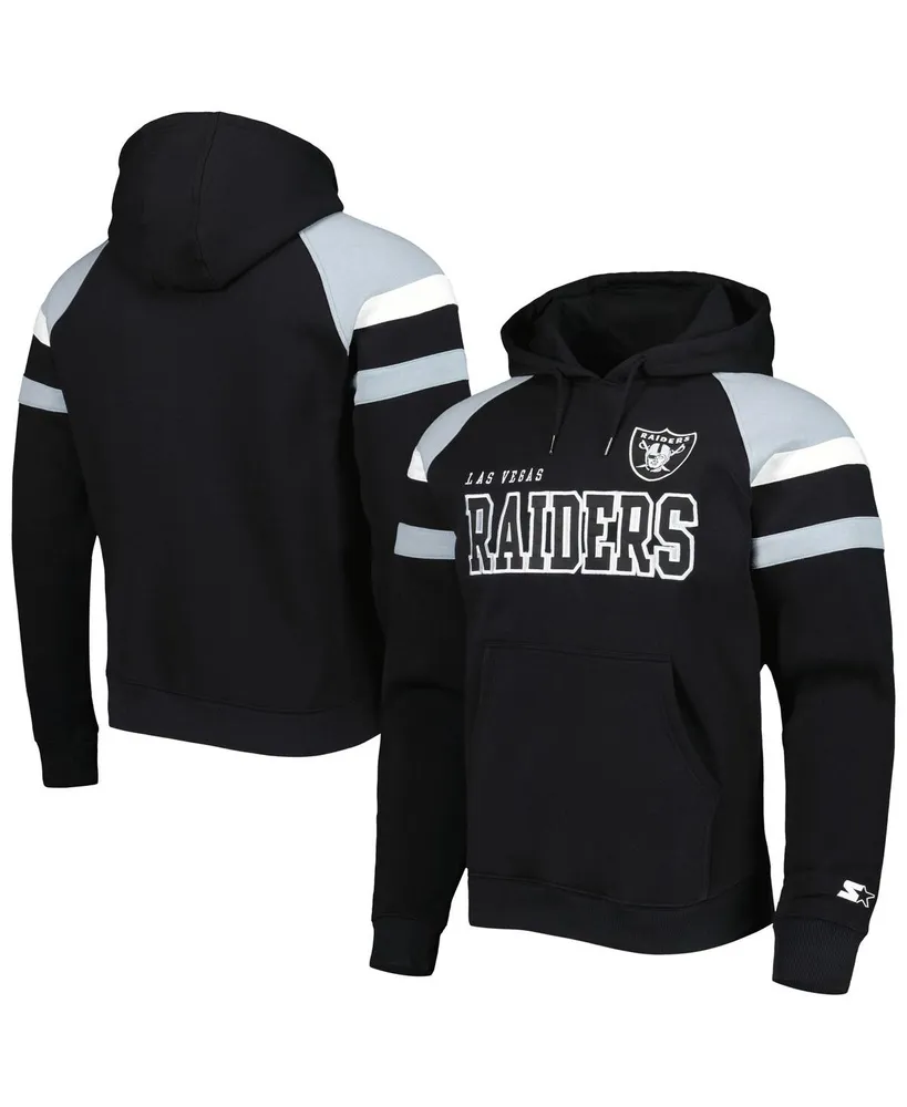 Men's Starter Black Las Vegas Raiders Draft Fleece Raglan Pullover Hoodie