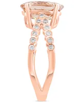 Lali Jewels Morganite (3-1/10 ct. t.w.) & Diamond (1/5 ct. t.w.) Crisscross Ring in 14k Rose Gold