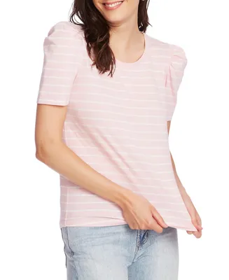 Court & Rowe Women's Short Sleeve Classic Stripe Puff Sleeve T-shirt