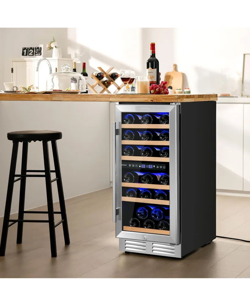 30-Bottle Freestanding Wine Cooler 15''Dual Zones Wine Cellar