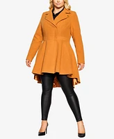 City Chic Women's Hi Lo Frill Coat