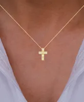 Macy's Cubic Zirconia Cross Necklace (1 1/2 ct. t.w.) in 14k Gold Over Sterling Silver