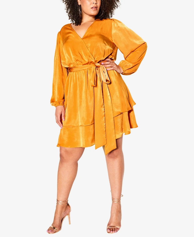 City Chic Plus Twisted Ruffle Mini Dress