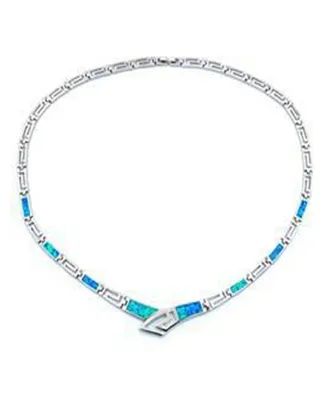 Macy's Created Opal Greek Key Necklace in Sterling Silver