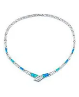 Macy's Created Opal Greek Key Necklace in Sterling Silver