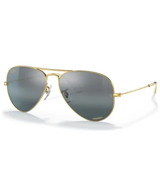 Ray-Ban Unisex Polarized Sunglasses, RB3025 Aviator Large Metal - Legend Gold