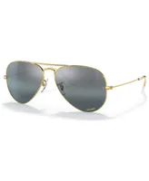 Ray-Ban Unisex Polarized Sunglasses, RB3025 Aviator Large Metal - Legend Gold