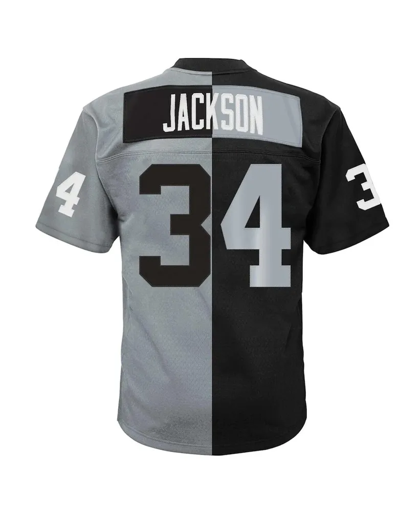 Big Boys and Girls Mitchell & Ness Bo Jackson Black, Silver Las Vegas Raiders Split Legacy Jersey