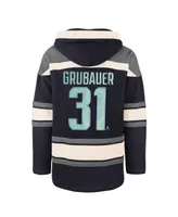 Men's '47 Brand Philipp Grubauer Deep Sea Blue Seattle Kraken Player Lacer Pullover Hoodie