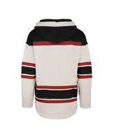 Men's '47 Brand Oatmeal Chicago Blackhawks Rockaway Lace-Up Pullover Hoodie