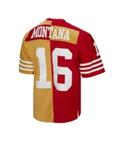 Men's Mitchell & Ness Joe Montana Scarlet, Gold San Francisco 49ers 1990 Split Legacy Replica Jersey