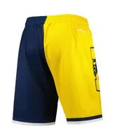 Men's Mitchell & Ness Maize, Navy Michigan Wolverines Big Face 5.0 Fashion Shorts