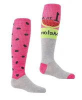 2 Pairs Girl's One a Melon Knee High Socks - Assorted Pre