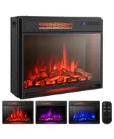 Costway 25''Electric Fireplace Freestanding & Recessed Heater Log Flame Remote