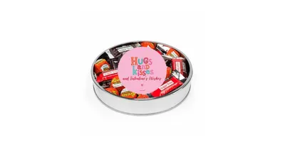 Valentine's Day Sugar Free Chocolate Gift Tin Large Plastic Tin with Sticker and Hershey's Candy & Reese's Mix - Hugs & Kisses - Assorted Pre