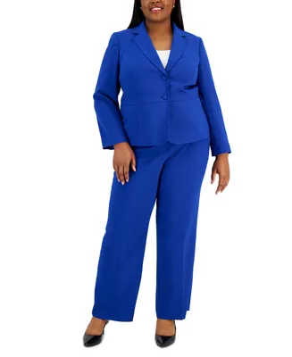 Le Suit Plus Crepe Two-Button Blazer Pantsuit