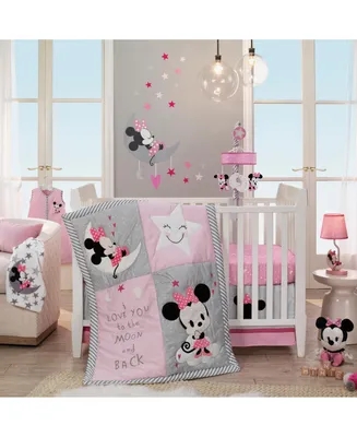 Lambs & Ivy Disney Baby Minnie Mouse Pink 4-Piece Nursery Crib Bedding Set by