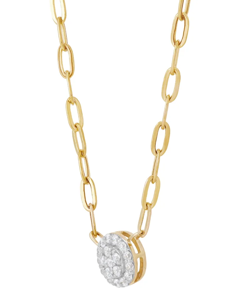 Diamond Halo Cluster Paperclip Link 18" Pendant Necklace (1/10 ct. t.w.) in 10k Gold