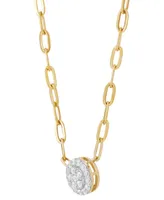 Diamond Halo Cluster Paperclip Link 18" Pendant Necklace (1/10 ct. t.w.) in 10k Gold