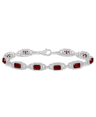 Macy's Garnet and White Topaz Bracelet (7-3/4 ct. t.w and 5/8 ct. t.w) in Sterling Silver