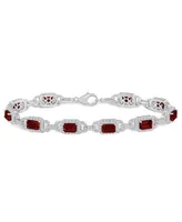 Macy's Garnet and White Topaz Bracelet (7-3/4 ct. t.w and 5/8 ct. t.w) in Sterling Silver