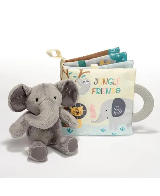 Lambs & Ivy Jungle Friends Developmental Soft Book & Elephant Plush Toy Gift Set