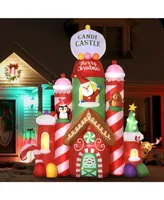 Outsunny 10' Inflatable Christmas Candy Castle, Blow-Up Outdoor Yard Display