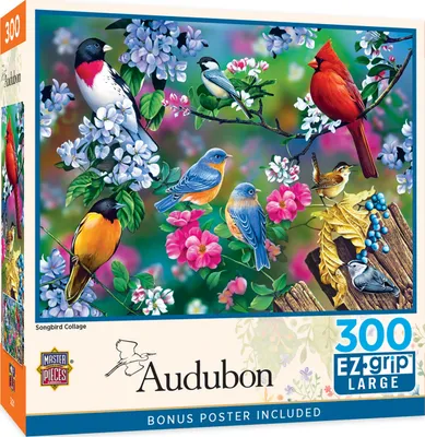 Masterpieces Audubon Songbird Collage 300 Piece Ez Grip Jigsaw Puzzle