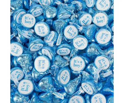 100 Pcs It's a Boy Baby Shower Candy Blue Hershey's Kisses Milk Chocolate (1lb, Approx. 100 Pcs) - No Assembly Required